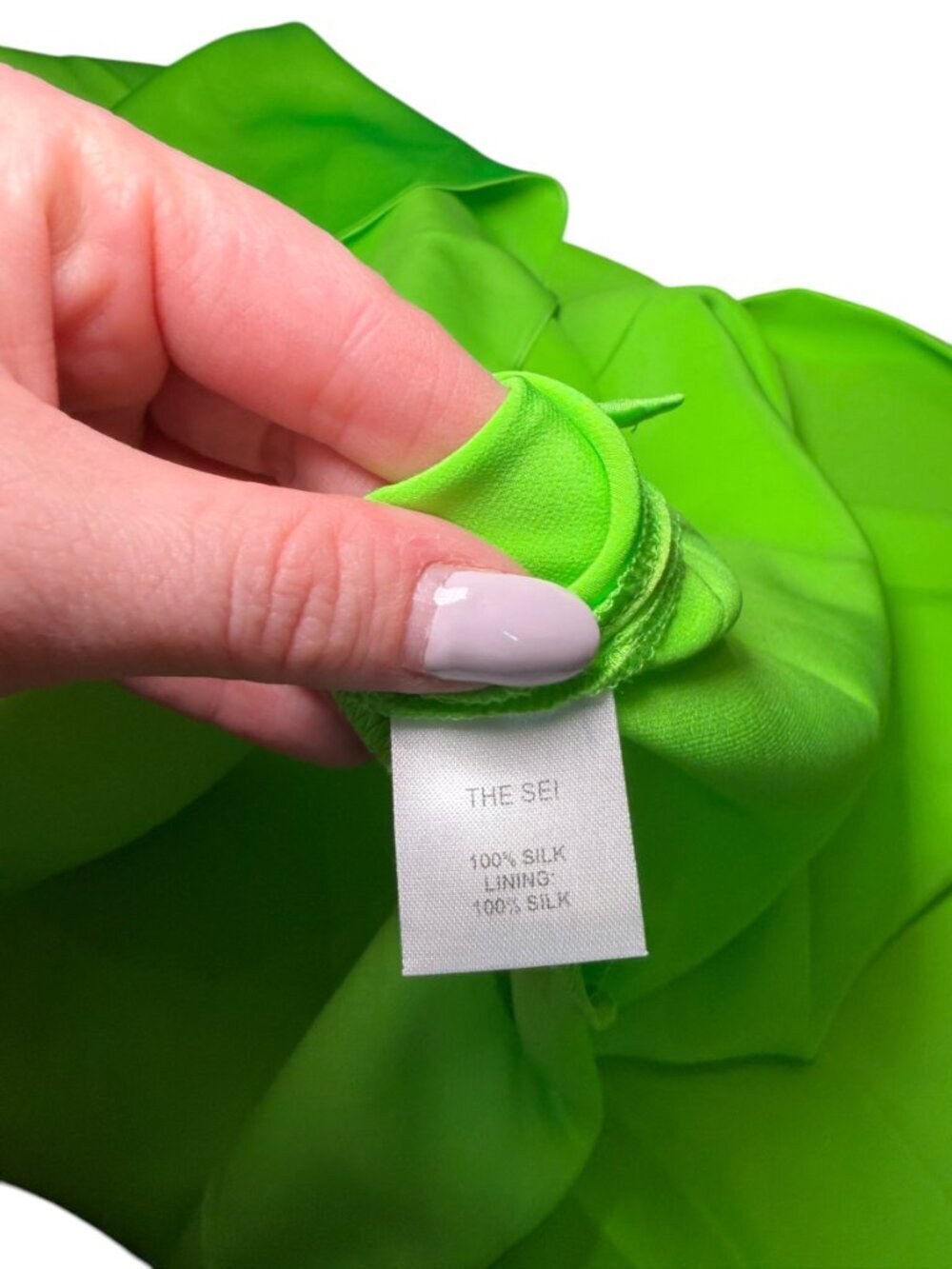 The Sei Silk Knot Dress Parakeet Green One Shoulder NWT Size 10 - Picture 8 of 9